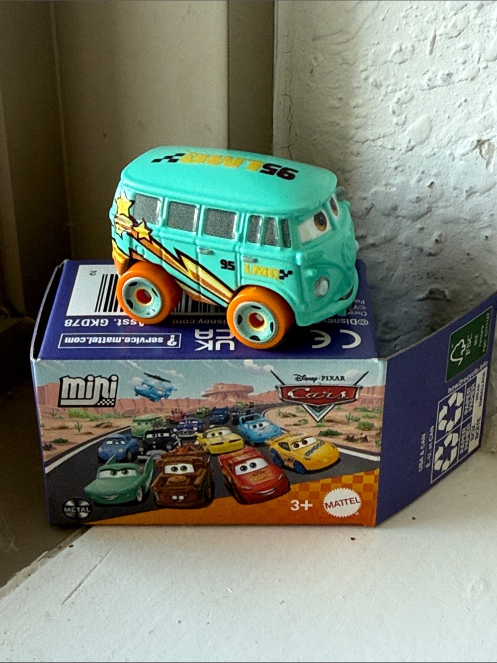 Mattel Cars Mini Teal Camper with Orange Wheels